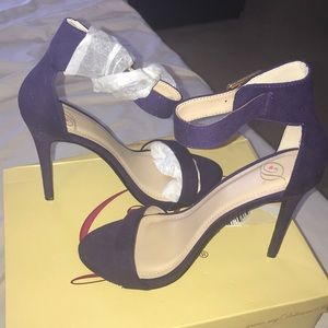 Purple strap heels